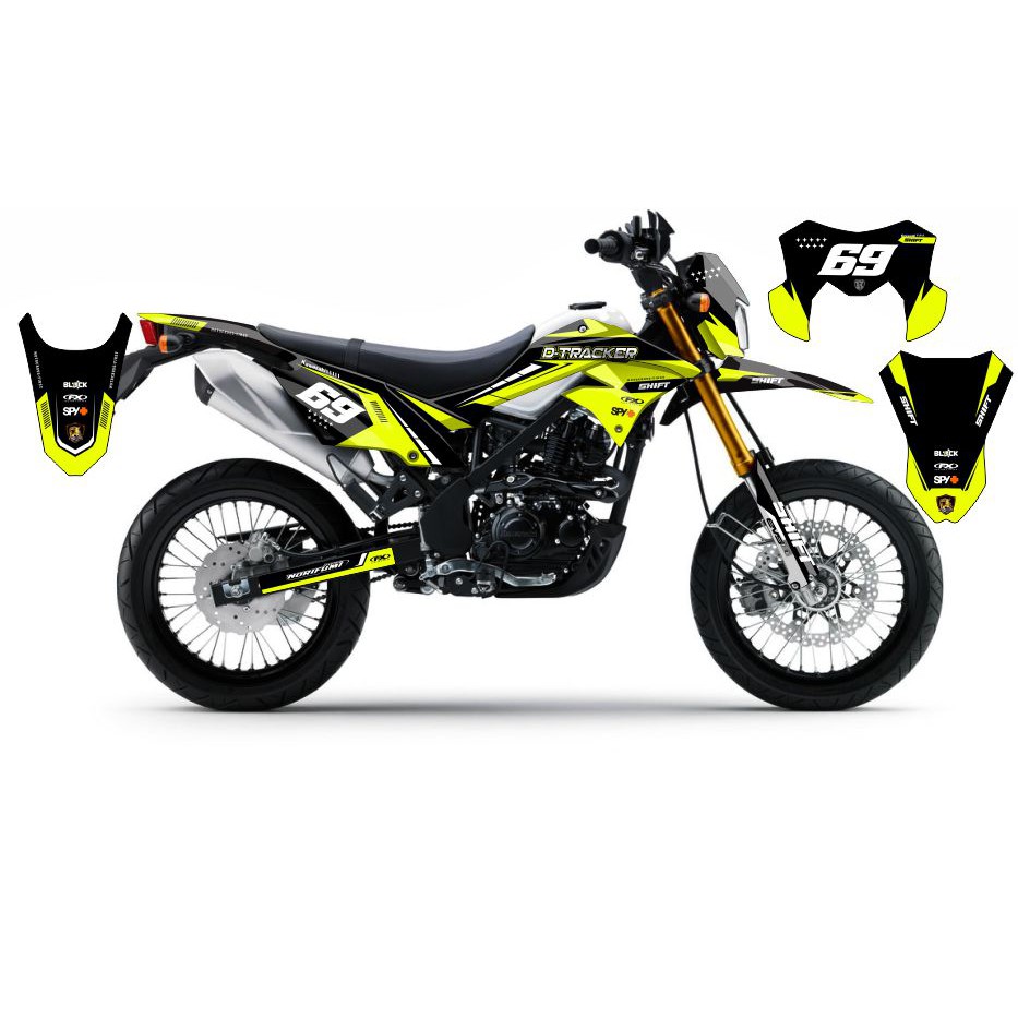 Sticker Decal Kawasaki Dtracker 150 Fullbodi_Stiker Dtracker Motif Simple Kuning