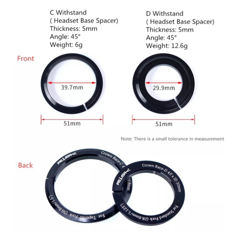 Risk Crownrace Reducer Oversize To Tapered Crown Race Adaptor Headset Steertube Tapere