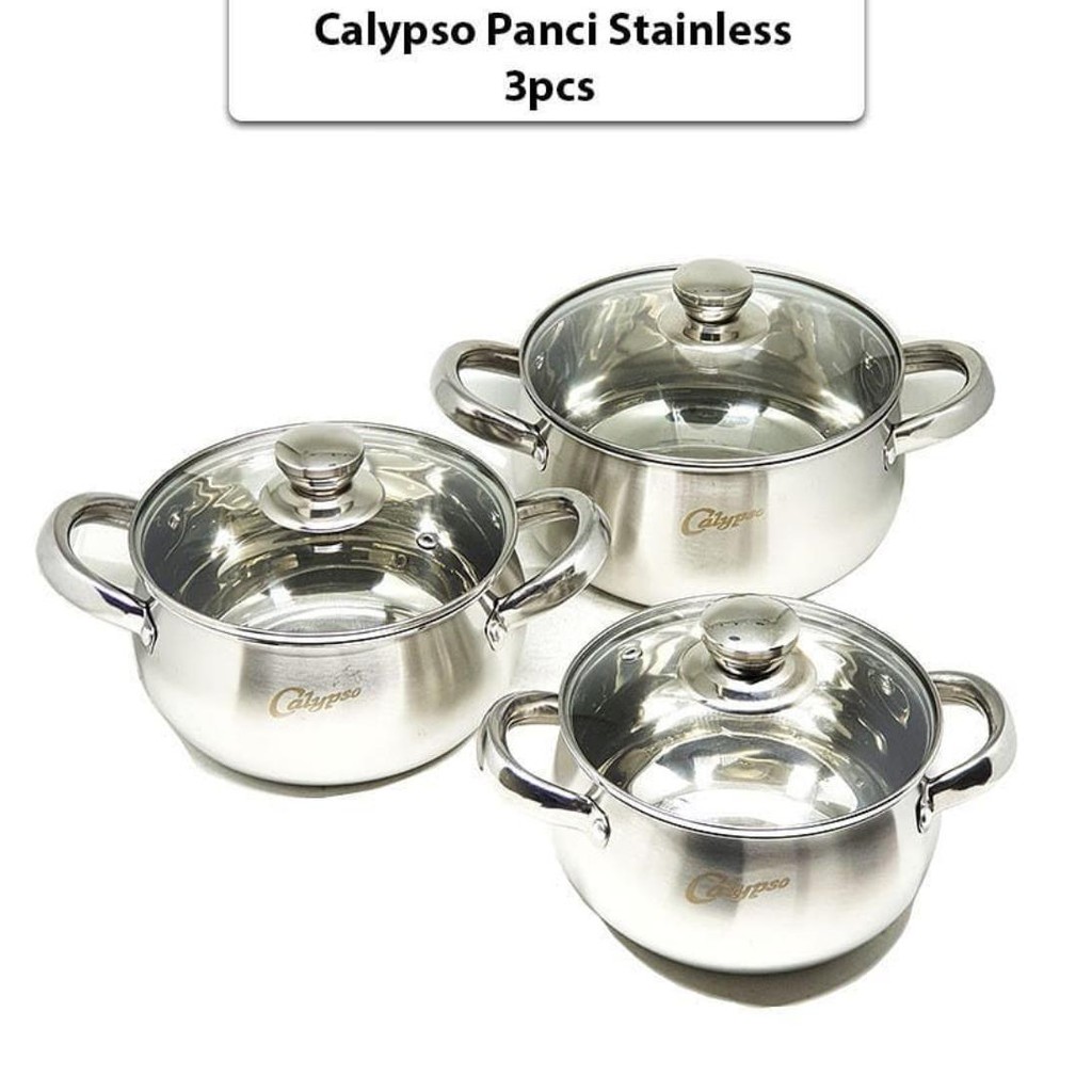 PANCI LABU CALYPSO / PANCI SOUP CALYPSO TEBAL DENGAN TUTUP KACA KUAT / PANCI STAINLESS MEWAH / HAF_Store