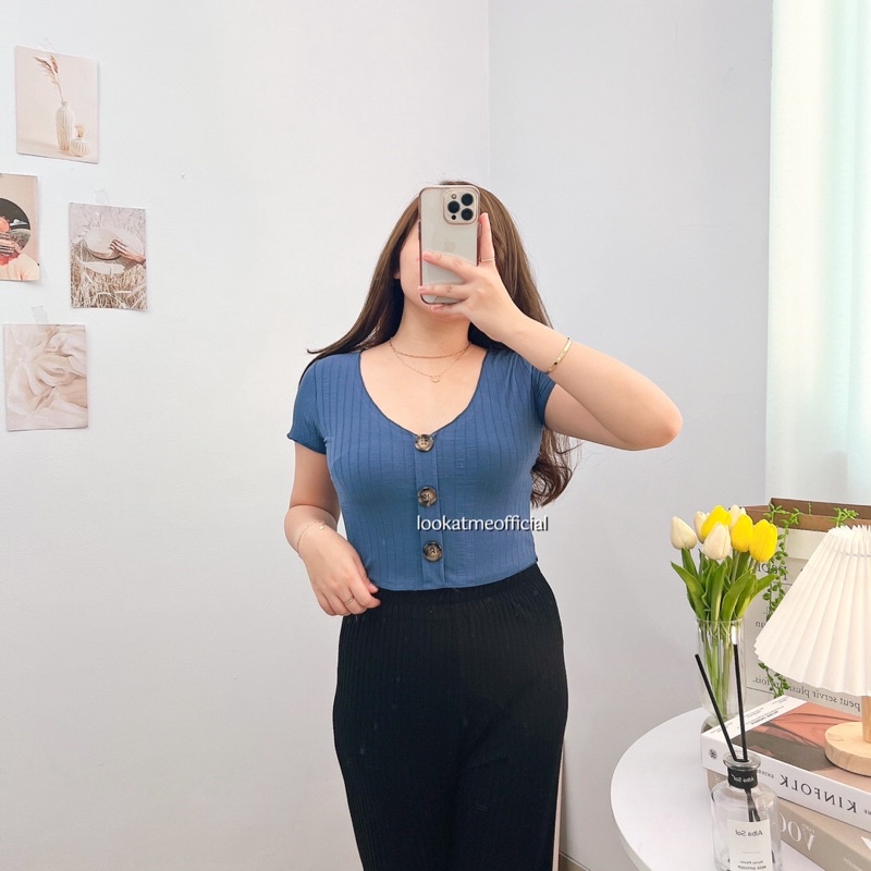 lookatmeofficial • Minnie Crop Top - Atasan Basic Crop Wanita Bahan Knit