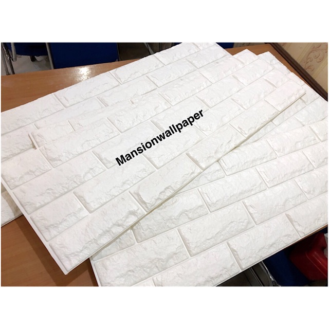  Wallpaper  Sticker Foam  Batu  Bata  Putih 3D  Timbul Shopee 