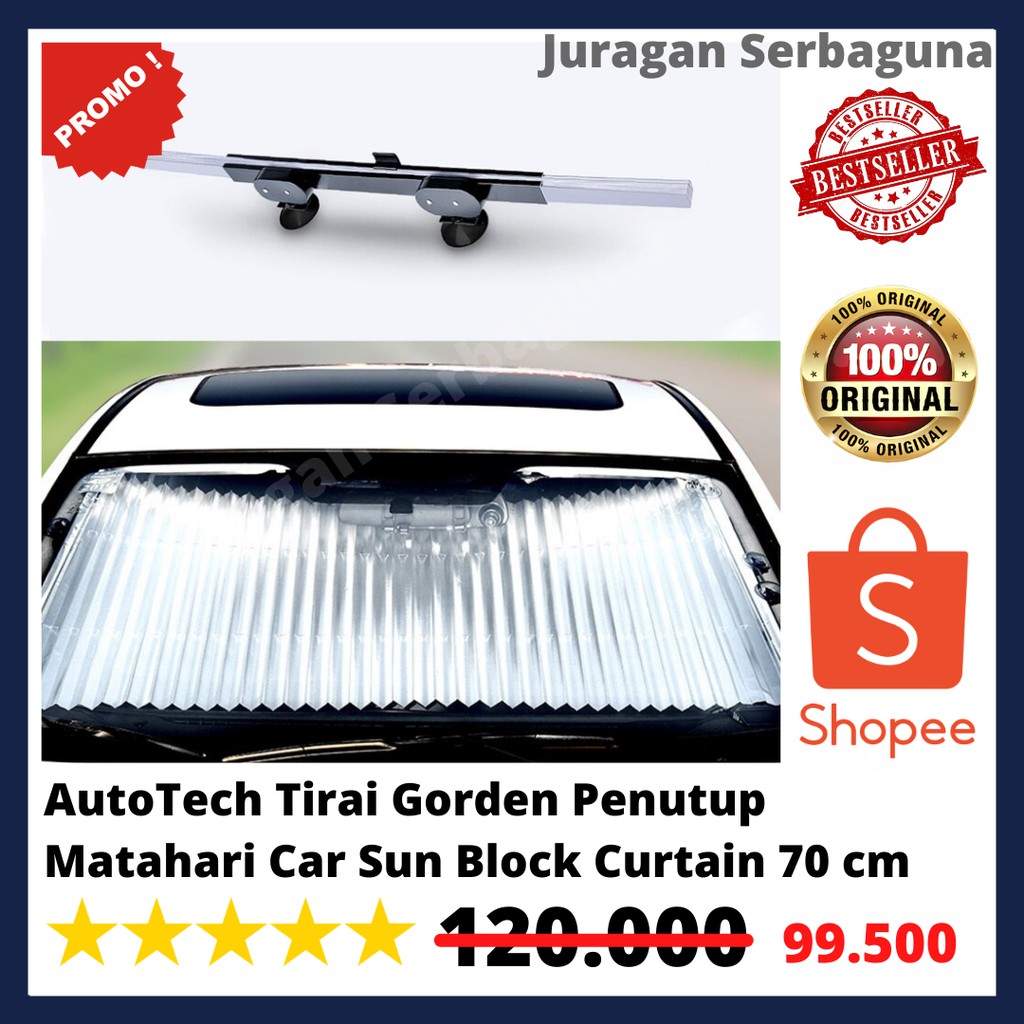 AutoTech Tirai Gorden Penutup Kaca Mobil dari Matahari Car Sun Block Curtain 70 cm