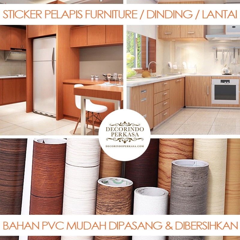 Sticker Pelapis Furniture Meja Dinding Lantai PVC Sheet Kayu Marmer