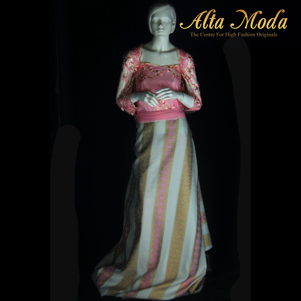 

Alta Moda Kain Jacquard Embroidery Motif Garis - Soft Pink (1M)