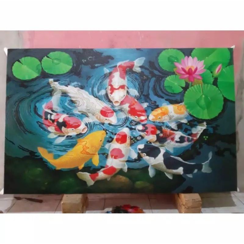 

Lukisan Koi Fengshui 3 Dimensi Asli Lukis Tangan