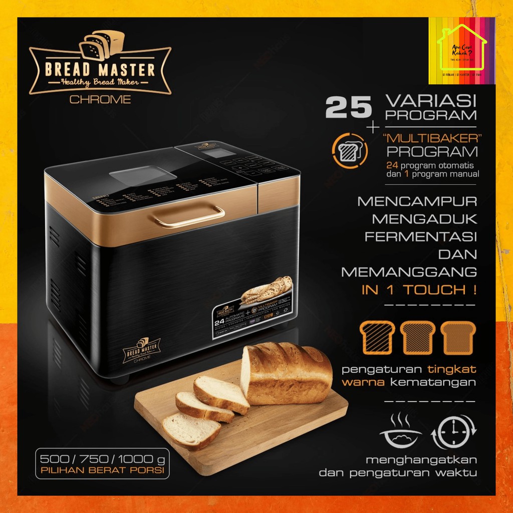 BREAD MASTER CHROME Mesin Pembuat Roti Otomatis / Bread Maker
