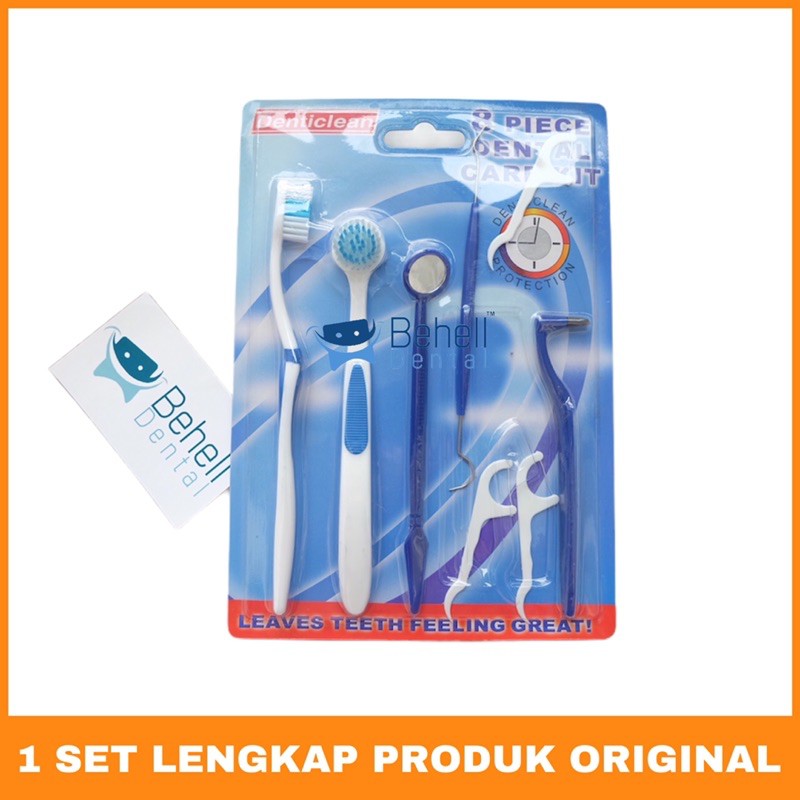 dental care kit . paket pembersih gigi behel isi 8 piece . sikat set . Ortho kit paket biru merah