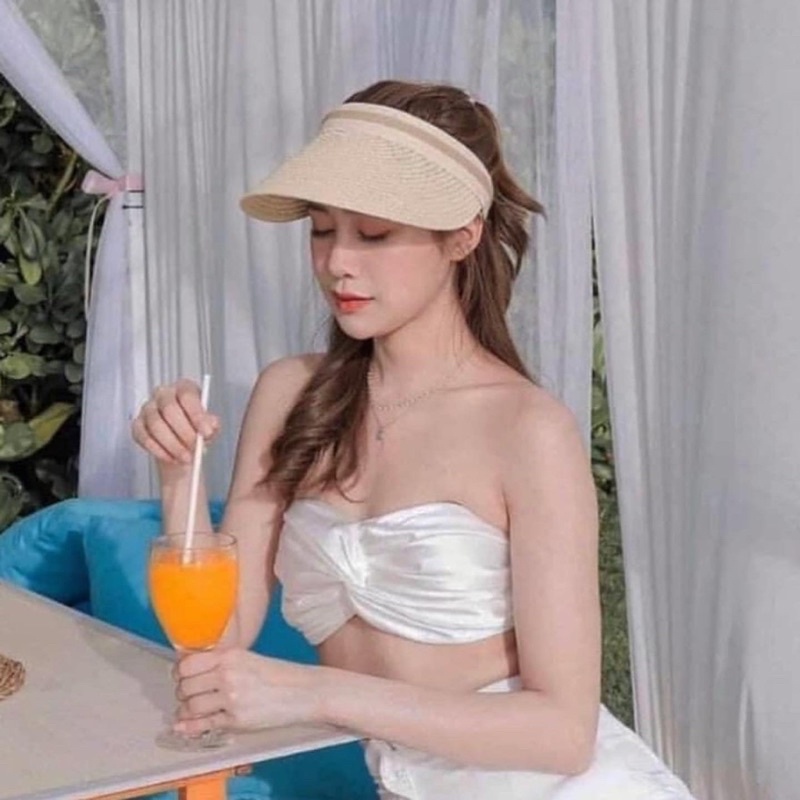 topi pantai topi golf model bando warna coklat atau creme CODE TG49-989