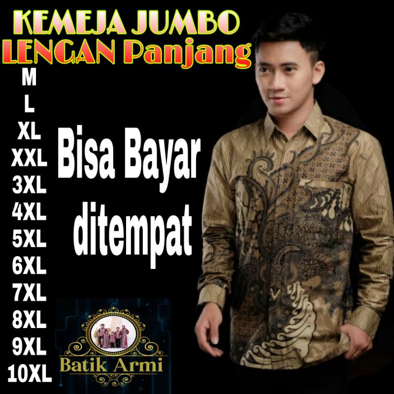 KEMEJA BATIK PRIA LENGAN PANJANG BIG SIZE JUMBO ARMI