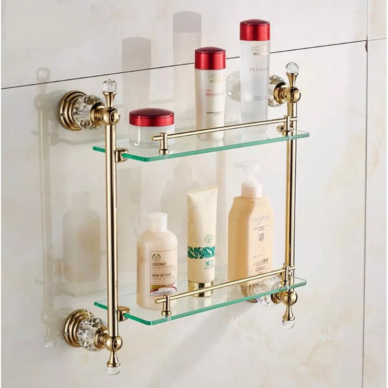 Rak Kamar Mandi Gold Bathroom Accesories Glass Rack Aksesoris Rak Kamar Mandi Kaca Rak Sabun Gold Ha
