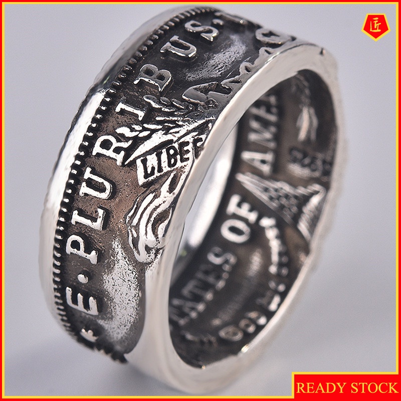[Ready Stock]Retro 925 Silver Morgan Coin Ring