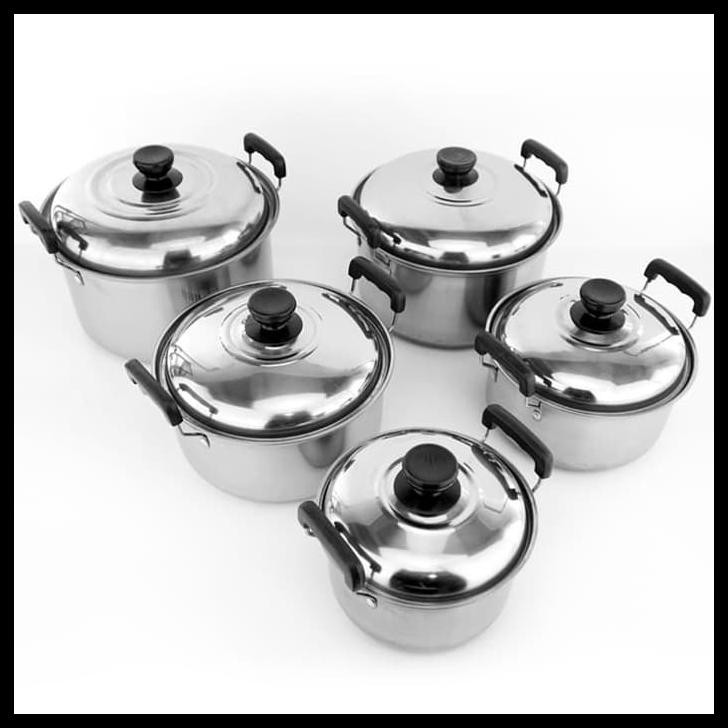 High Pots Panci Set HIGH GRADE STAINLESS STEEL 5 in 1 UGO