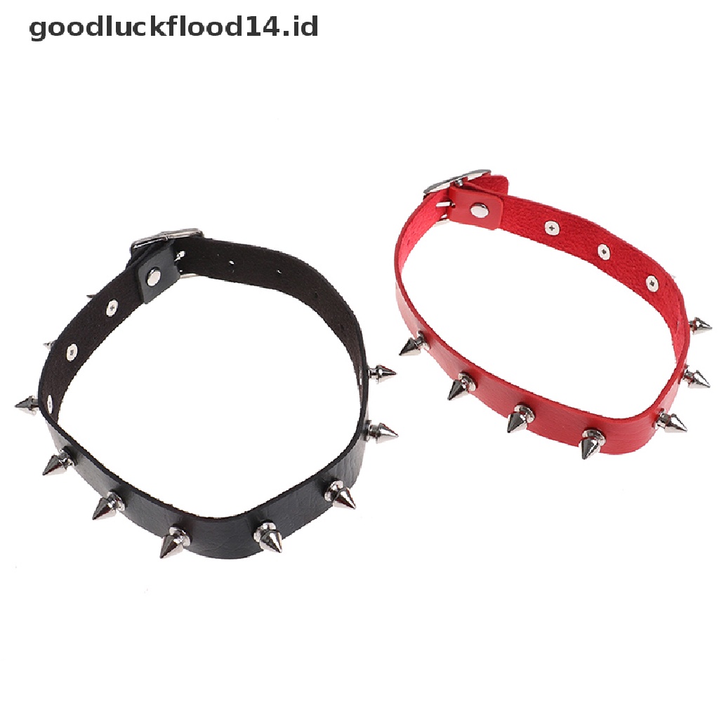 Kalung Choker Bahan Kulit Aksen Rantai Hati Gaya Punk Gothic Untuk Unisex