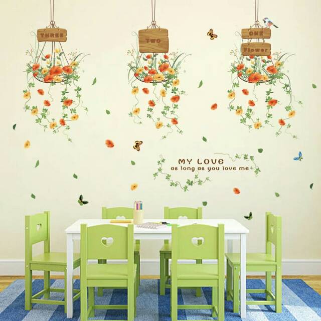 RELIZA WALL STICKER POT GANTUNG TANAMAN BUNGA HANGING XL7106 STIKER DINDING WALLSTICKER