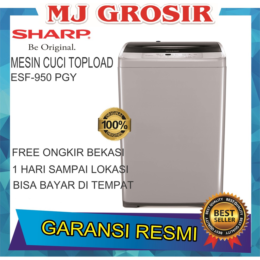 MESIN CUCI 1 TABUNG SHARP ESF 950 PGY 950PGY TOP LOADING 7.5 KG