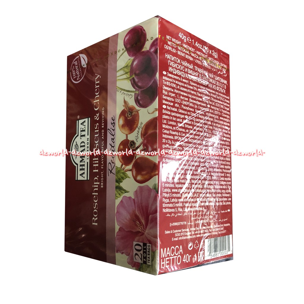 Ahmad Tea Fruit &amp; Herbs infuision Rosehip &amp; Hibiscus Cherry 20foil Teh Rasa Buah Ceri Mawar Ahmadtea Rose Ship