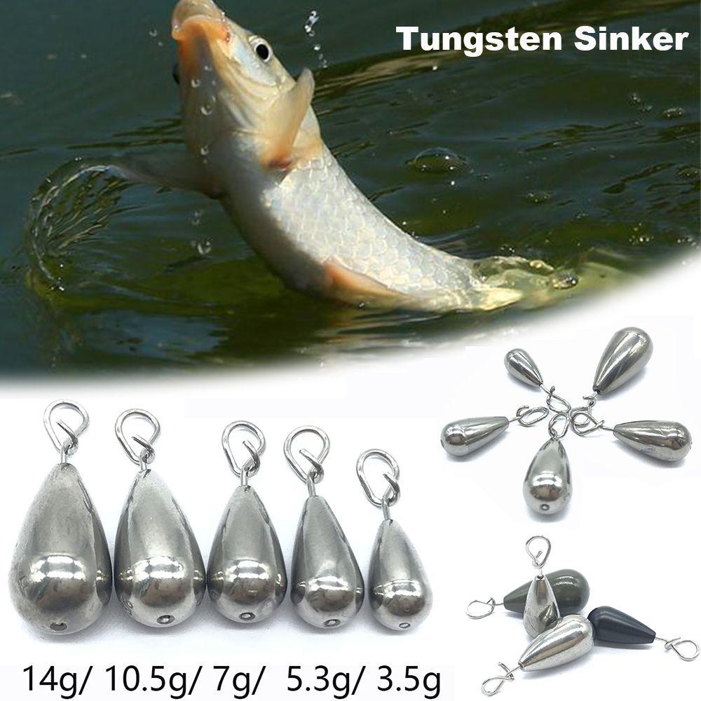 Chookyy Fishing Sinkers Tungsten 3.5 /5.3 /7 /10.5 /14g Water drop Tungsten Fastach Sinker Entertainment Konektor Kait Berat Tambahan