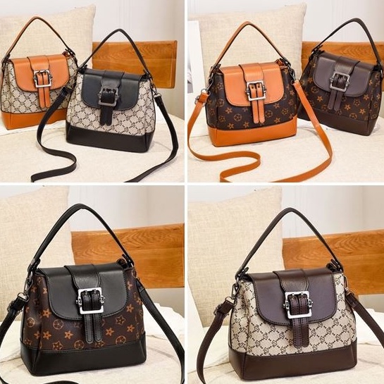 BJ20216 - BLACK/BROWN/COFFEE FLOWER/WZ- TAS TOTE SLEMPANG JINJING TOTEBAG HANDBAG TAS WANITA FASHION IMPORT MODIS ELEGAN TERMURAH TERLARIS TERBARU BAGSTORE JAKARTA TAS BATAM JT0216 CR7585