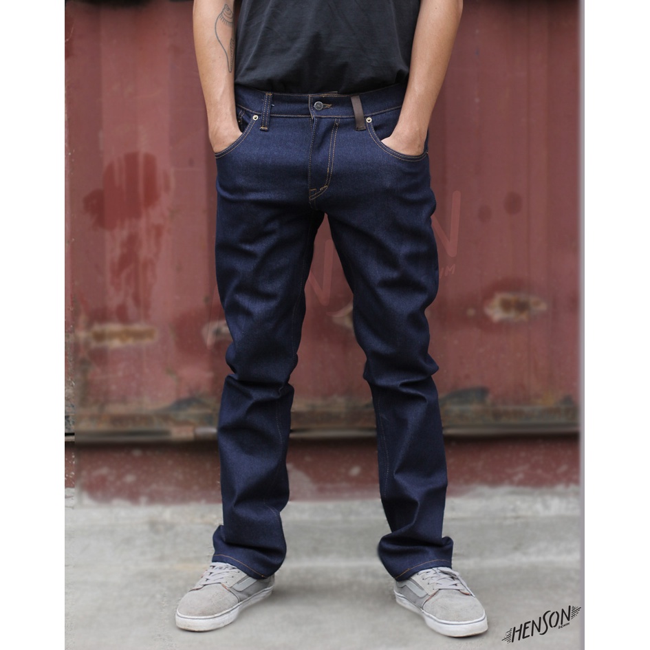 Henson Denim - Celana Jeans Raw Denim - Corvus 16oz Royal Blue Indigo Slim Fit Straight