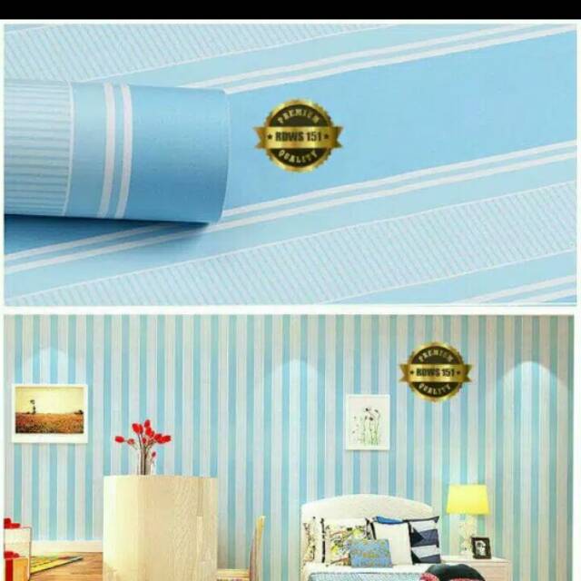Wallpaper dinding salur biru
