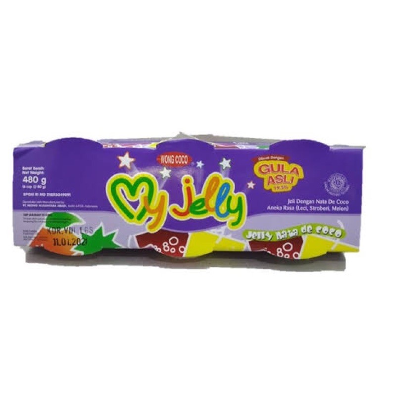 wong coco my jelly sari kelapa 80gr x 3 wcc isi 6 cup besar dengan nata de coco dan gula asli