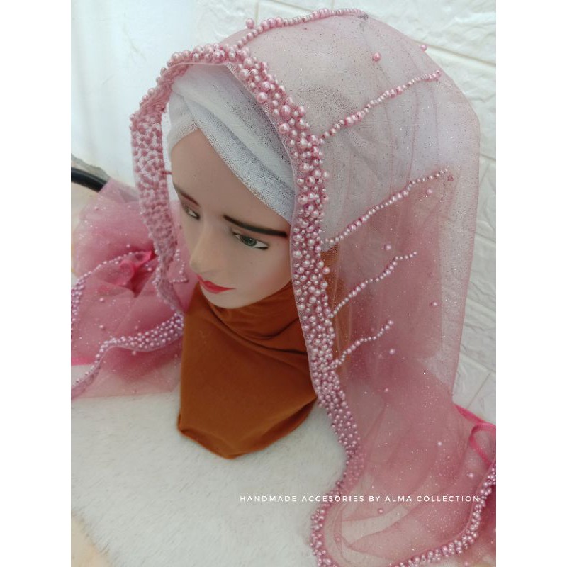 veil pengantin tabur mutiara