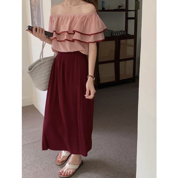 [SEMATA KAKI] Pleated Skirt Import/ Rok Suede Lipit Import/ Rok Suede Polos Warna