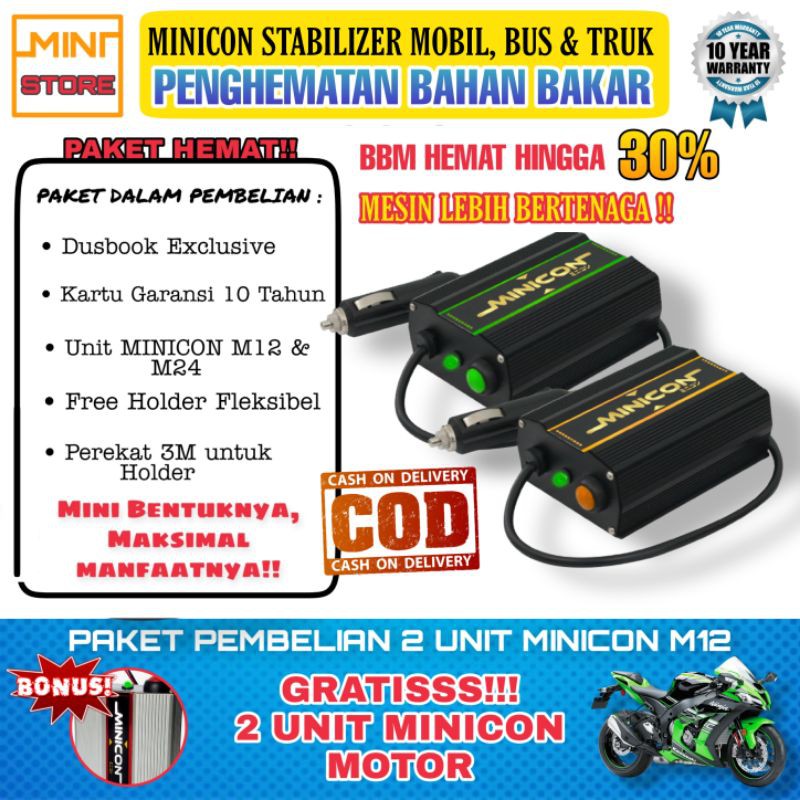 MINICON VOLT STABILIZER AKI ACCU PENGHEMAT BAHAN BAKAR BUS MOBIL TRUK ASLI ORIGINAL GARANSI 10 TAHUN