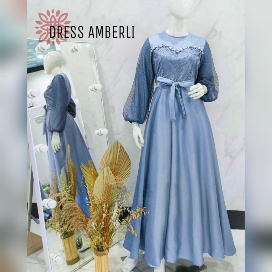 Baju Gamis Maxi Dress Lebaran Jumbo Wanita Muslimah Dewasa Remaja Modern Trend 2022 Termurah Mewah E