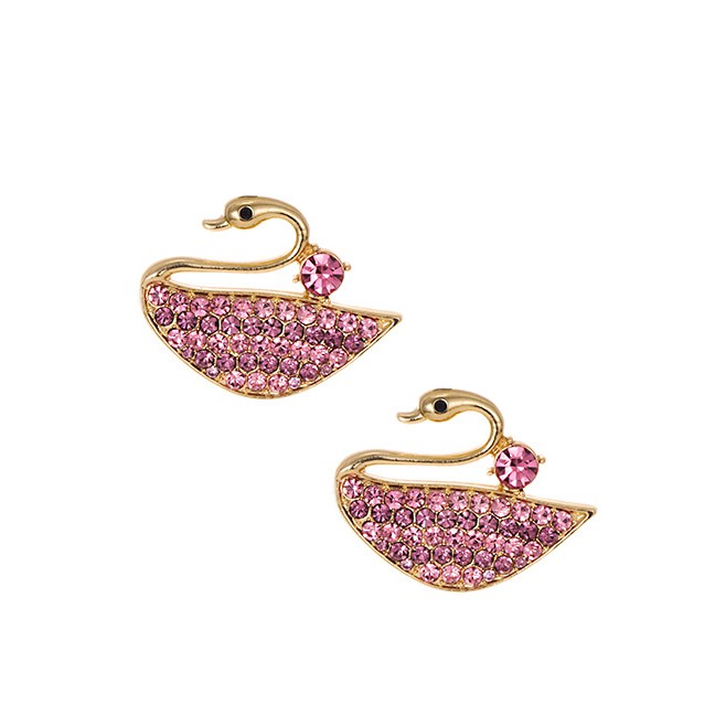 LRC Anting Tusuk Fashion Alloy Diamond Swan Earrings F82349