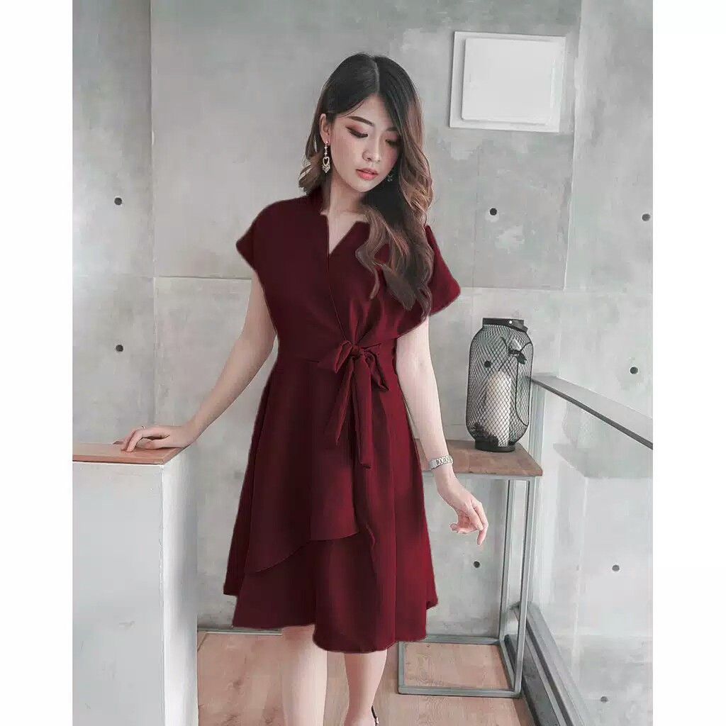 Kimono Flare Dress Midi Bisa Busui Dan Bumil Bahan Premium Quality 2230