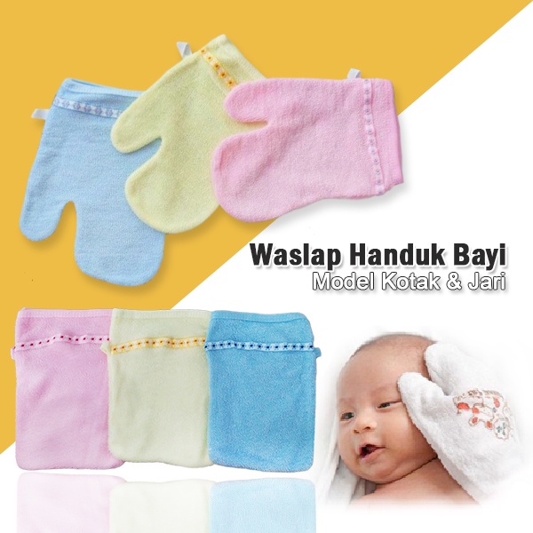 3pcs Waslap Mandi Bayi Murah Waslap Jari Kotak Kain Handuk Halus Warna Warni