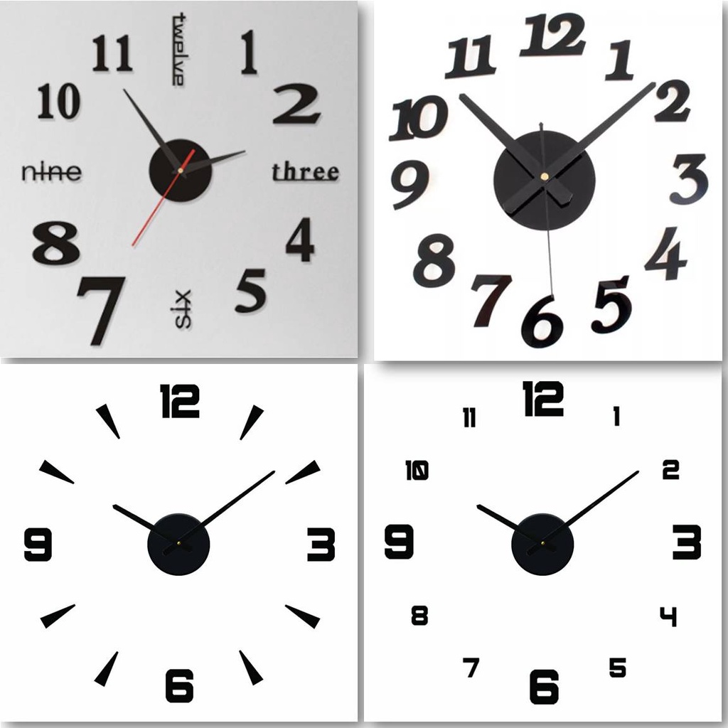 Jam Dinding Tempel DIY Analog 3D Giant Wall Modern Clock - Jam Raksasa Tempel Dinding Tembok - Diameter Jam 50-60 Cm &amp; 35-40