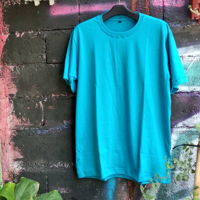 Kaos polos biru turkis