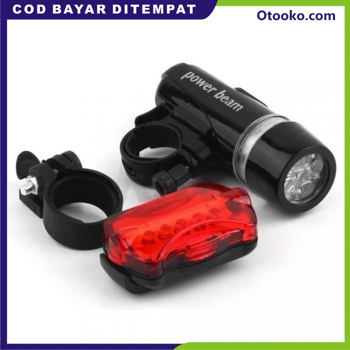 Lampu Sepeda 5 LED Set Paket Depan  Belakang Bike HB618 PowerBeam