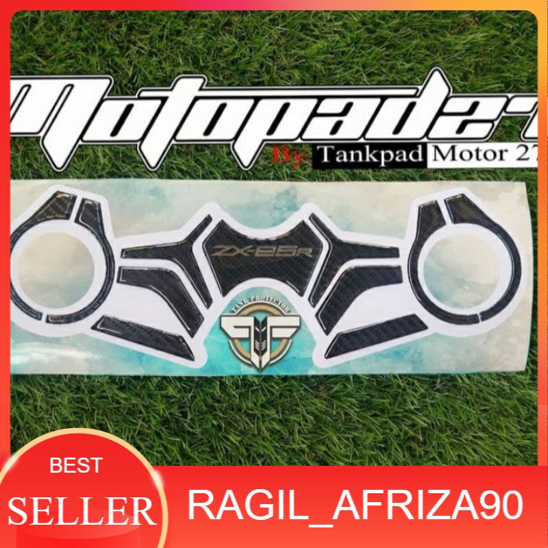 Stiker resin timbul carbon segitiga stang kawasaki ZX25R