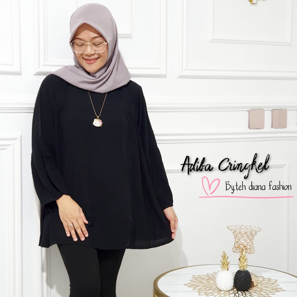 Atasan Wanita Jumbo / Baju Atasan Wanita Jumbo / Blouse Wanita Jumbo Model Adiba Crinkle Ld 124 Cm-3