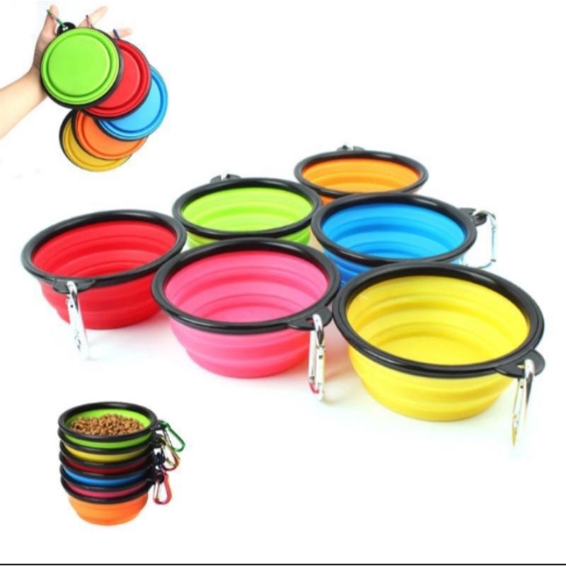 Pet silikon bowl, tempat makan kucing anjing lipat