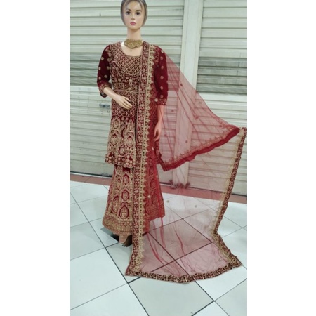 Lehengga India beludru  siap pakai/ lehengga india lengha lenggha lengga jodha muslim fashion sarung pengantin/baju India