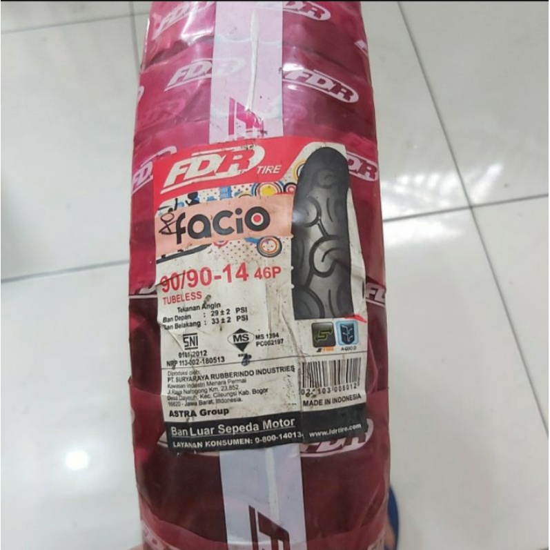BAN LUAR MOTOR MATIC FDR FACIO 90/90-14 TUBELESS