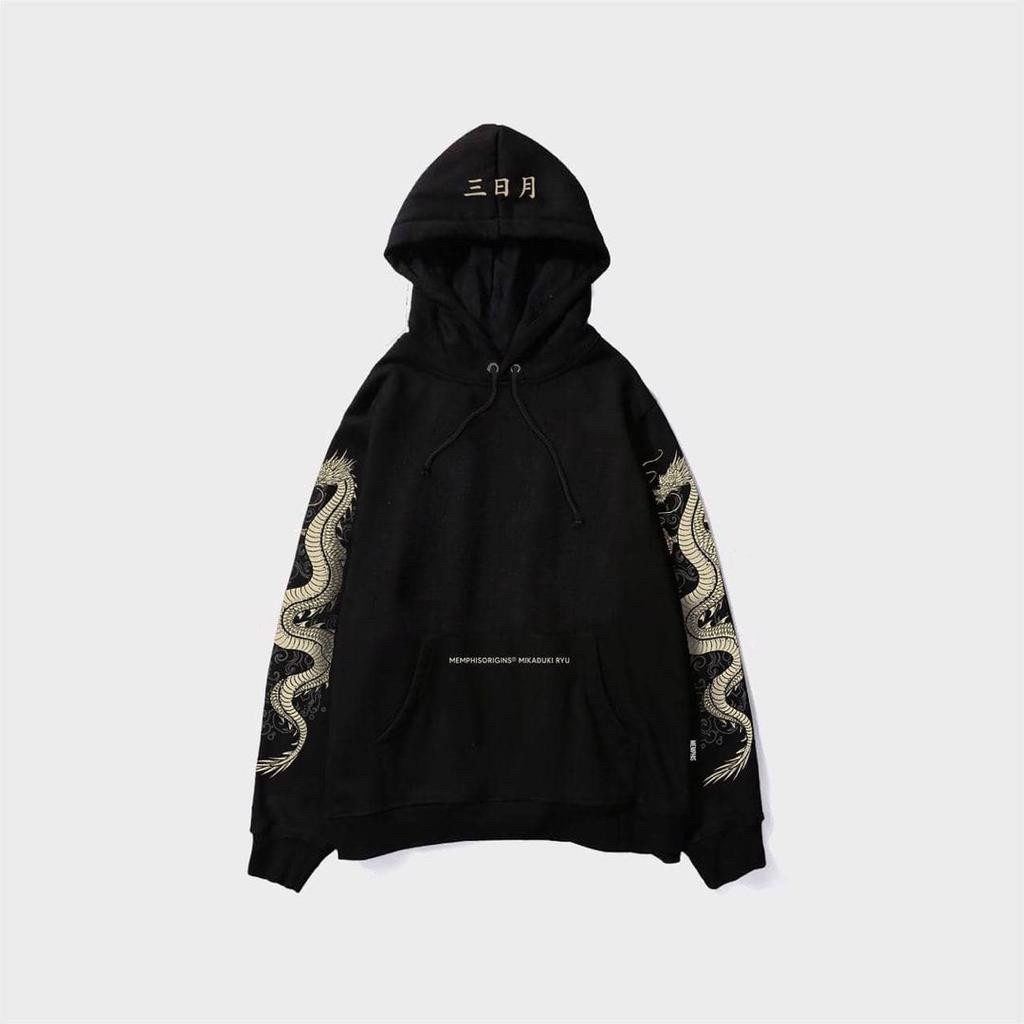 Hoodie Pria Distro Hitam Motif Naga / Sweater Pria Motif Dragon / Hoodie memphis mikaduki ryu