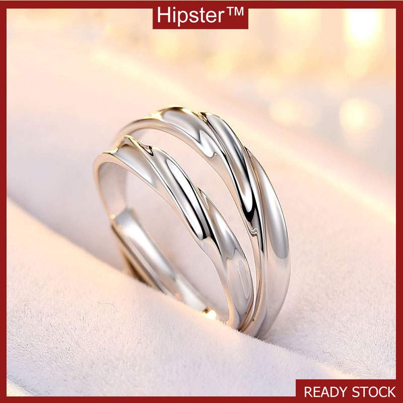 European and American Graceful and Fashionable Unique and Romantic Couple Platinum Ring