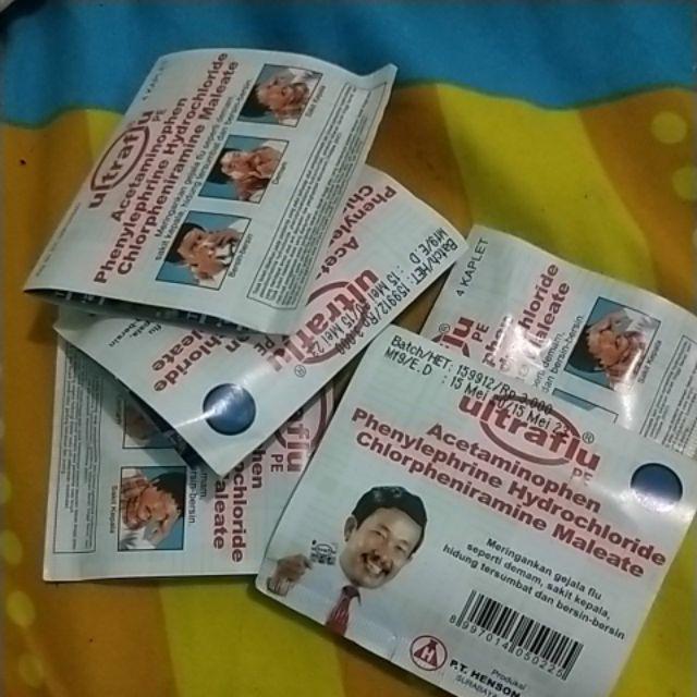 Ultraflu 1 Strip / 4 Tablet Kaplet / Obat Flu, Bersin, Demam Kepala