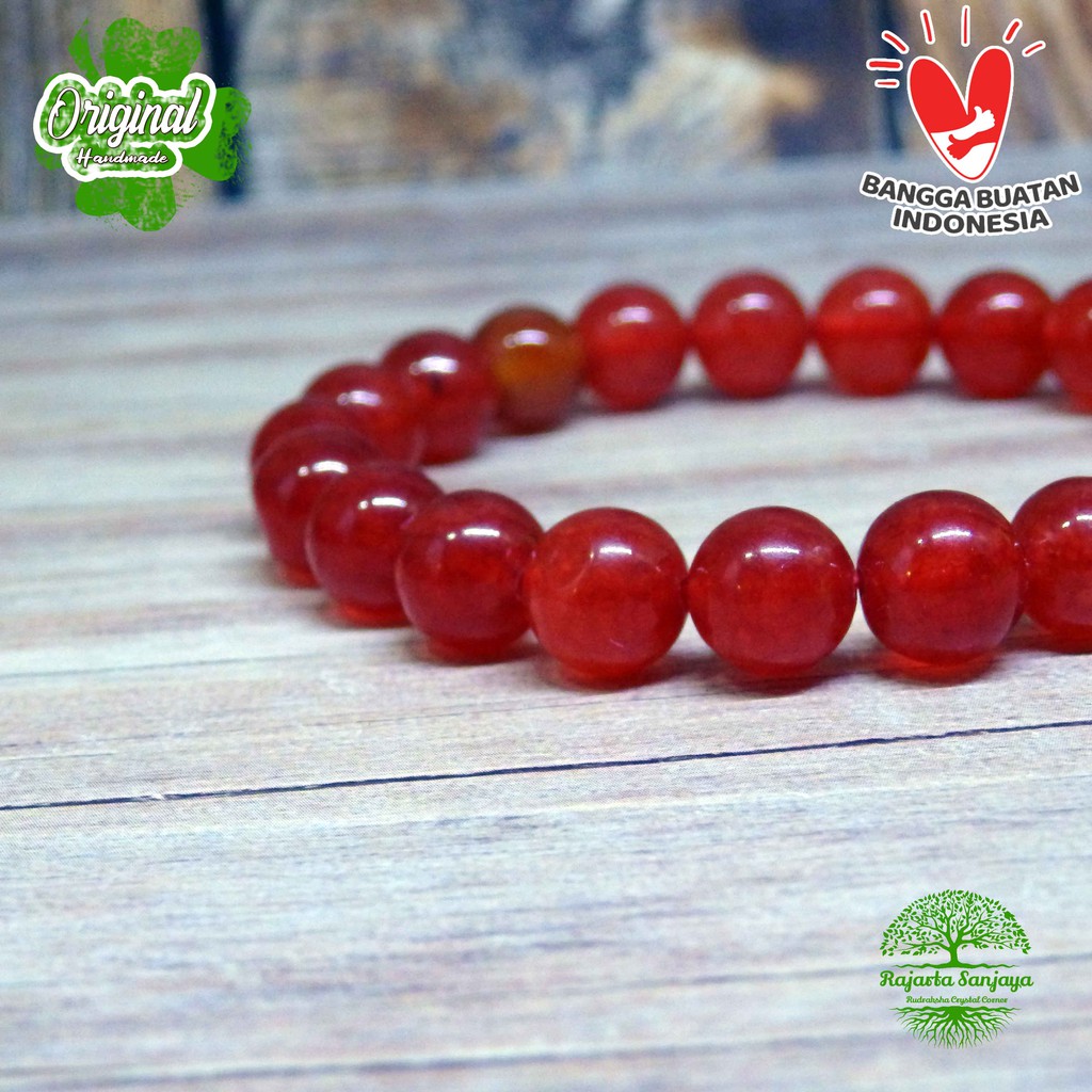 Gelang Batu Natural Red Carnelian 8Mm