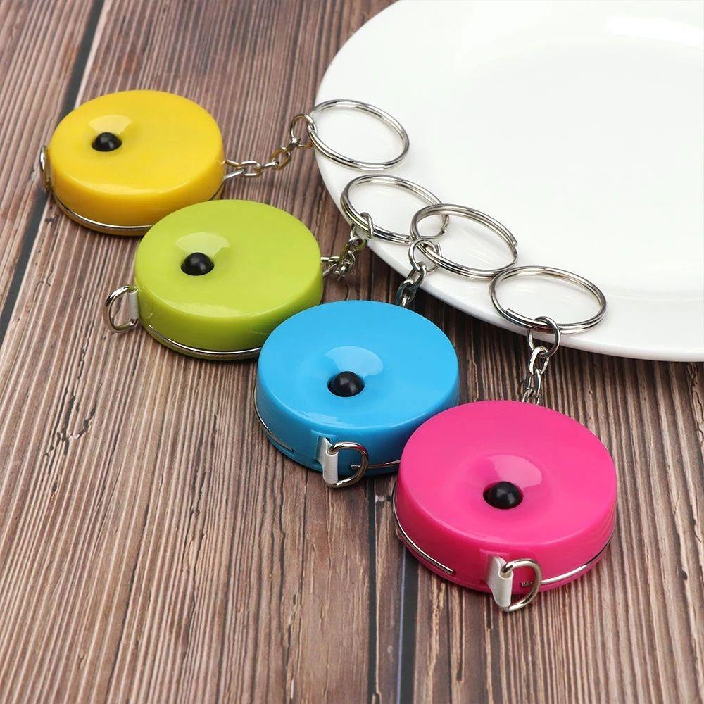 LANFY Ukur Gantungan Kunci Portable Kreatif Ukuran Pakaian Tape Keys Holder Candy Color Aksesoris Jahit KeyRings