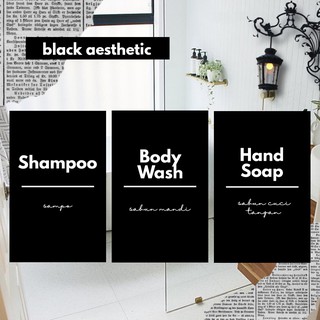 Jual Stiker Botol Sabun Label Waterproof Black Aesthetic 5x8 - 7x11