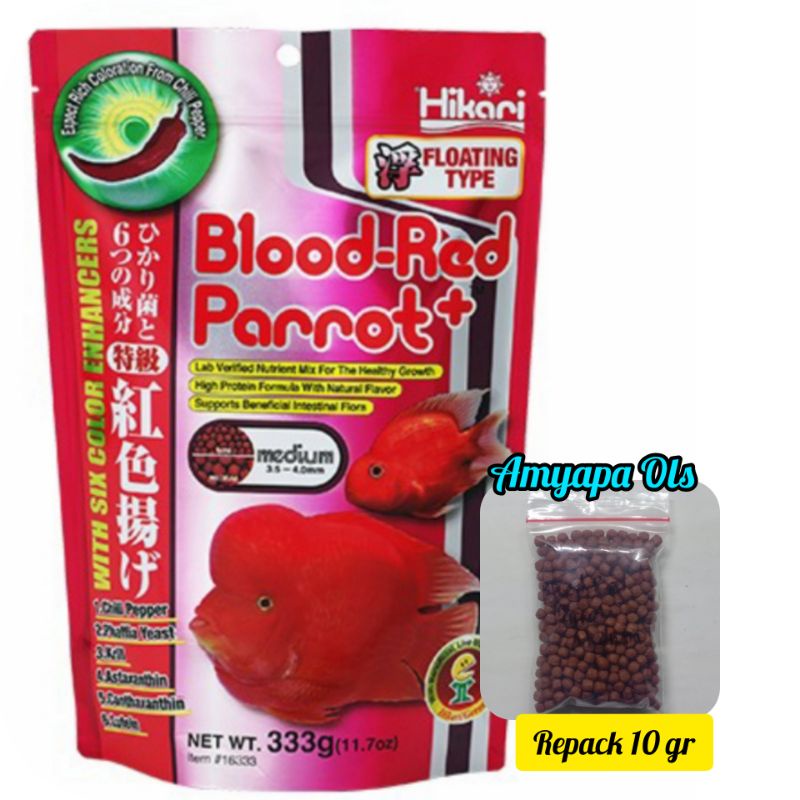 Pakan pelet Hikari Blood Red Parrot Medium Repack 10 gr
