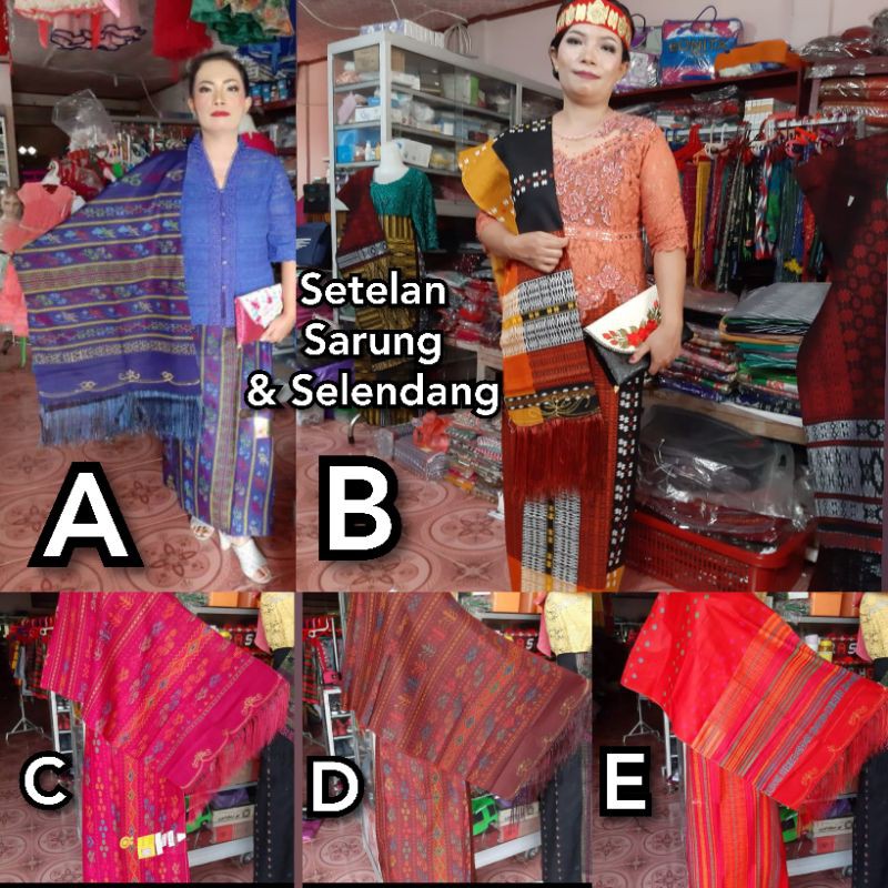MANDAR SONGKET KATUN PRINTING BATAK SETELAN SARUNG SELENDANG TUMTUMAN PUCCA BORDIR RUMBAI MURAH