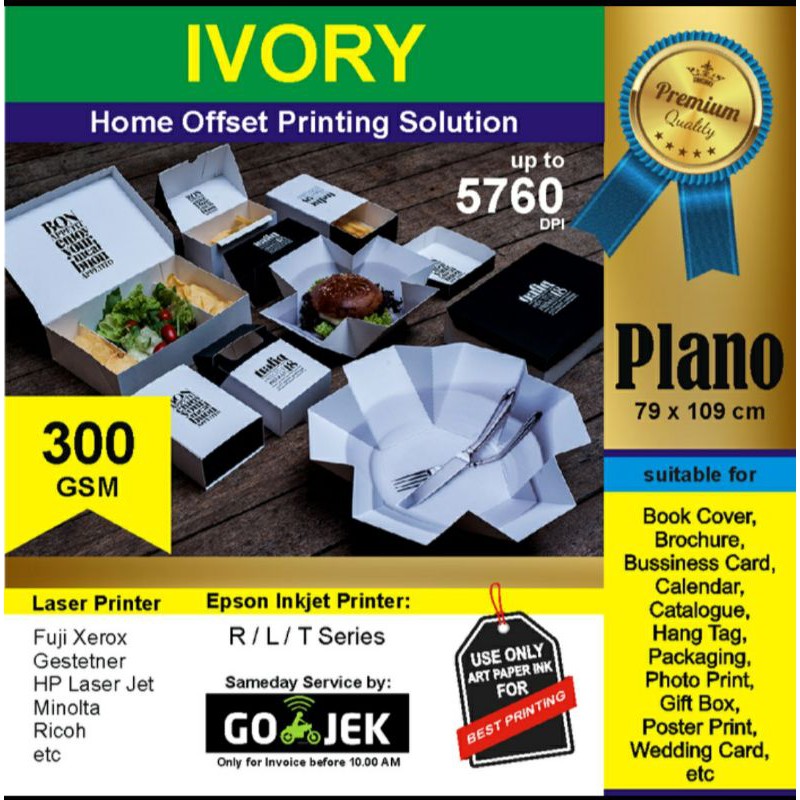 Kertas Karton Ivory Size Plano 300 gsm 79x109 cm