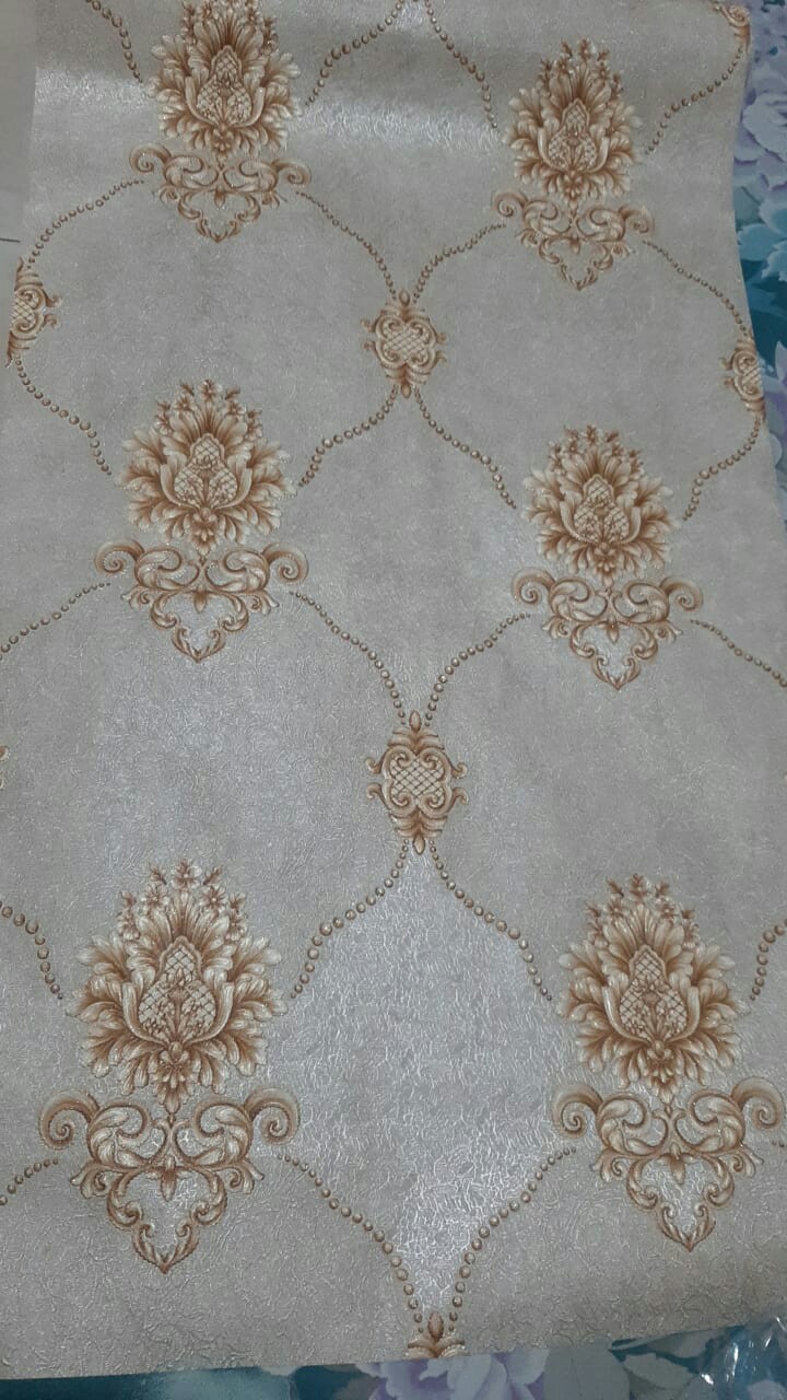 Wallpaper Dinding Klasik Ornamen Gold Simple Mewah Lux